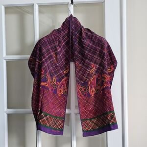 Vtg Christian Dior Silk Scarf Hand Rolled XL Logo France Paris Shawl Neckerchief